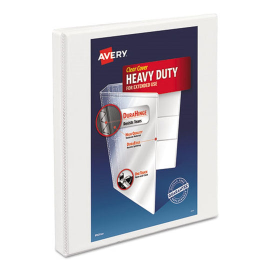 HEAVY-DUTY NON STICK VIEW BINDER W/ DURAHINGE & SLANT RINGS - WHITE