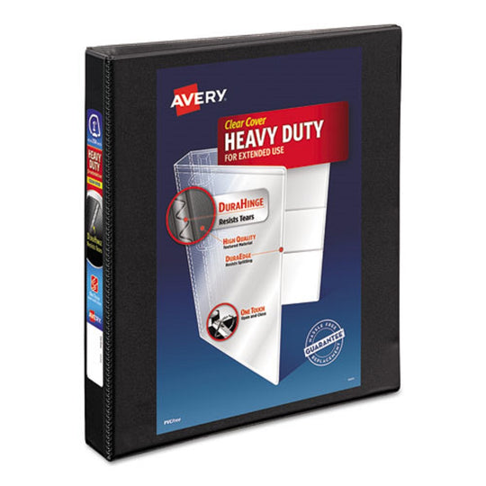 HEAVY DUTY NON-STICK VIEW BINDER W/ DURAHINGE & SLANT RINGS - BLACK