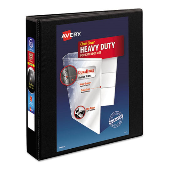 HEAVY-DUTY NON-STICK VIEW BINDER W/ DURAHINGE & SLANT RINGS - BLACK