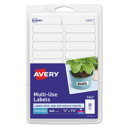 REMOVABLE MULTI-USE LABELS, INKJET/LASER PRINTERS - WHITE