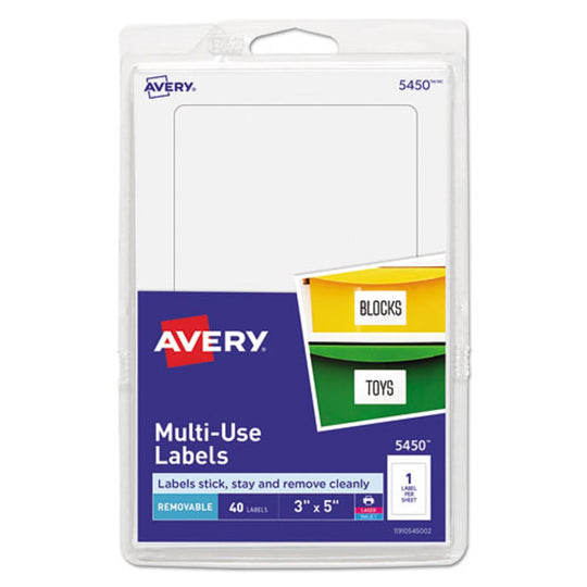 REMOVABLE MULTI-USE LABELS, INKJET/ LASER PRINTERS - WHITE