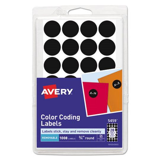 HANDWRITE ONLY SELF-ADHESIVE REMOVABLE ROUND COLOR-CODING LABELS - BLACK