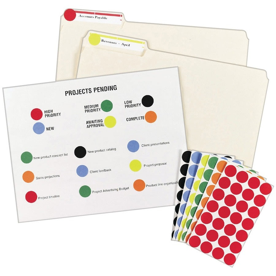 HANDWRITE ONLY SELF-ADHESIVE REMOVABLE ROUND COLOR-CODING LABELS - BLACK