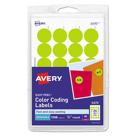 AVERY COLOR-CODING LABELS - NEON YELLOW