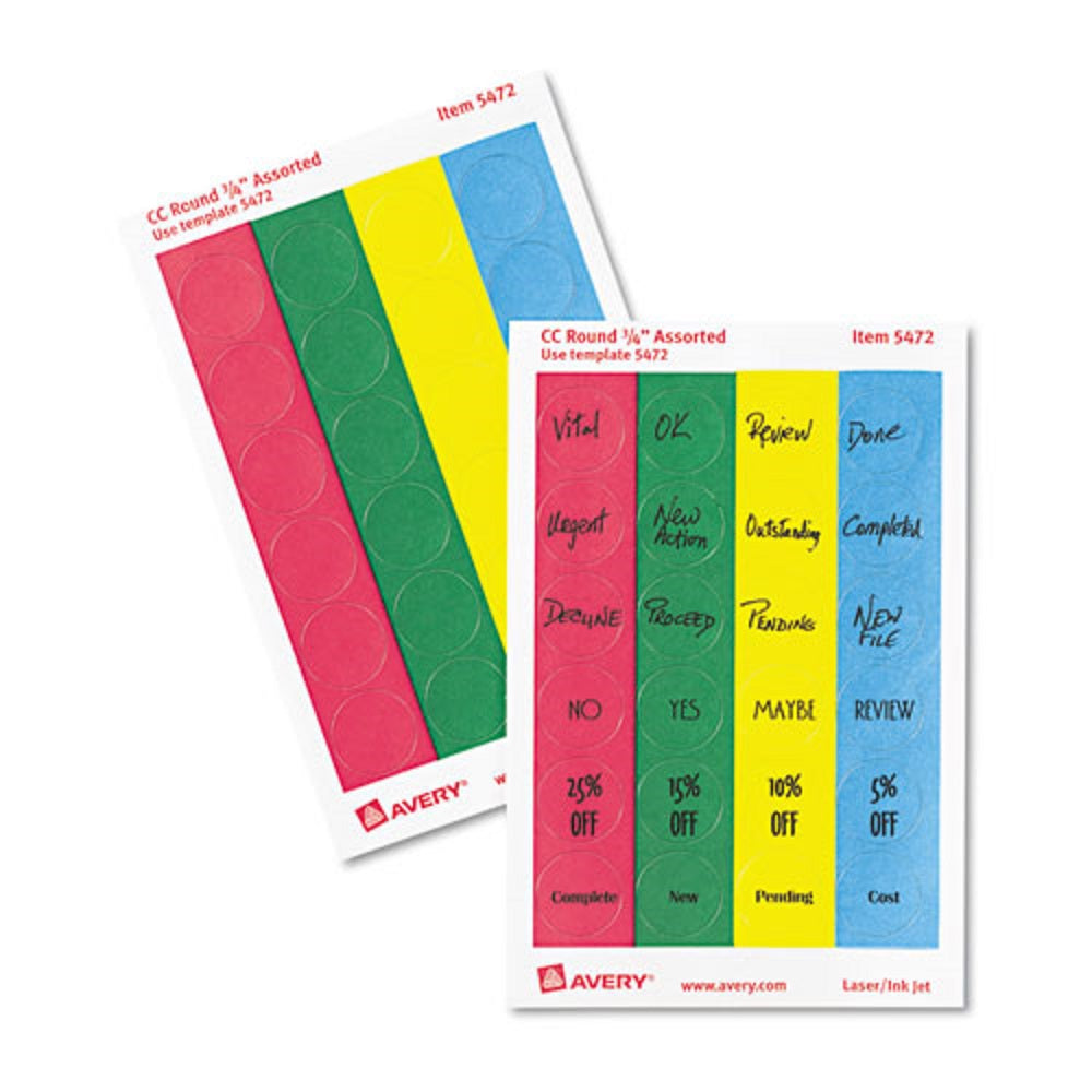 AVERY REMOVABLE PRINT or WRITE COLOR CODING LABELS