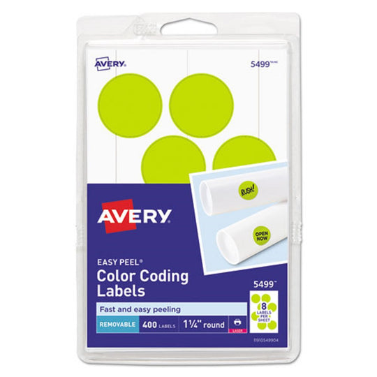 PRINTABLE SELF-ADHESIVE REMOVABLE COLOR-CODING LABELS - NEON YELLOW