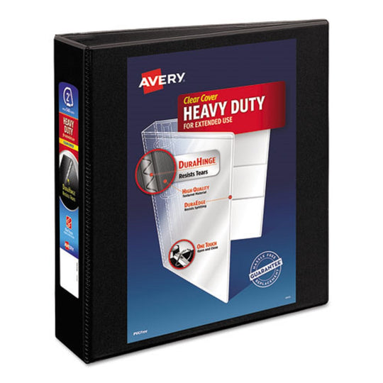 HEAVY-DUTY NON-STICK VIEW BINDER W/ DURAHINGE & SLANT RINGS - BLACK