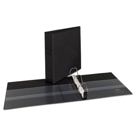 HEAVY-DUTY NON-STICK VIEW BINDER W/ DURAHINGE & SLANT RINGS - BLACK