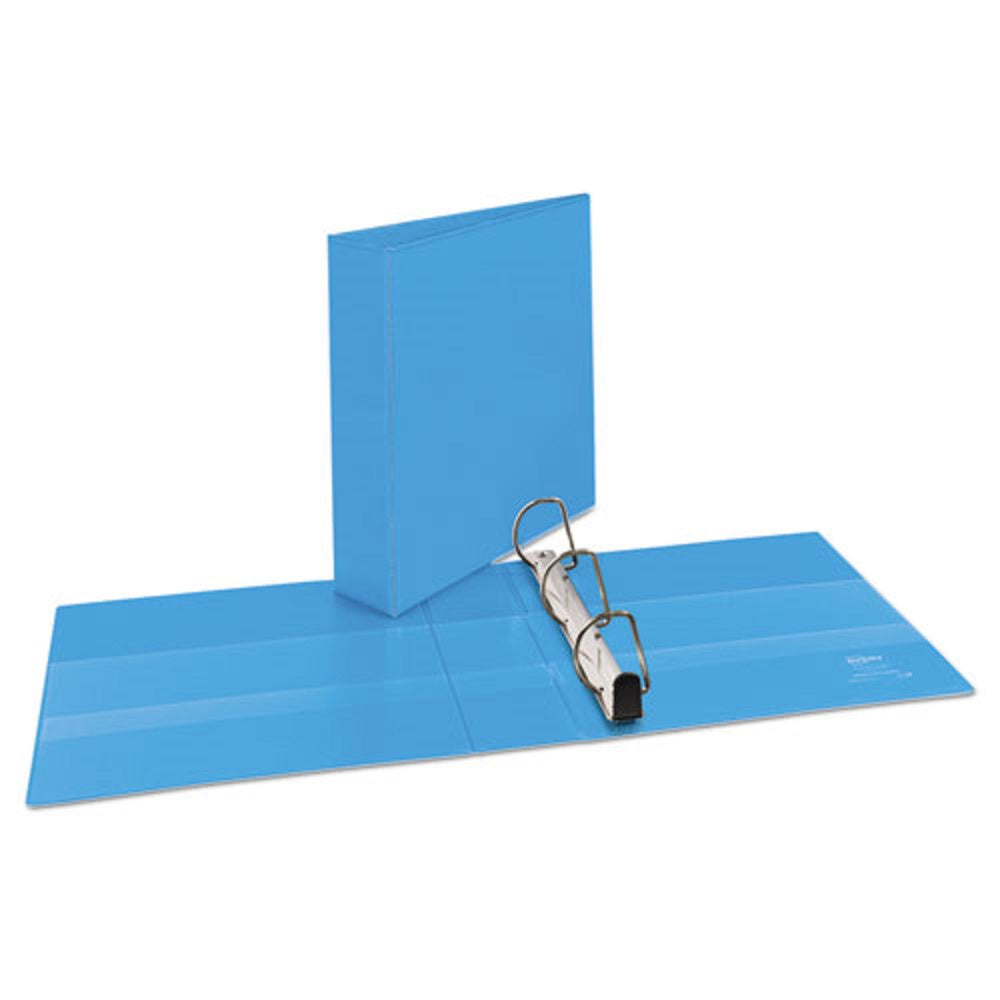 HEAVY-DUTY NON STICK VIEW BINDER W/ DURAHINGE & SLANT RINGS - LIGHT BLUE