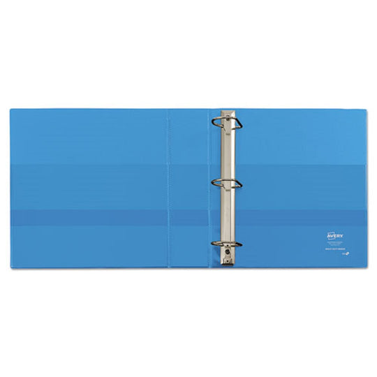 HEAVY-DUTY NON STICK VIEW BINDER W/ DURAHINGE & SLANT RINGS - LIGHT BLUE