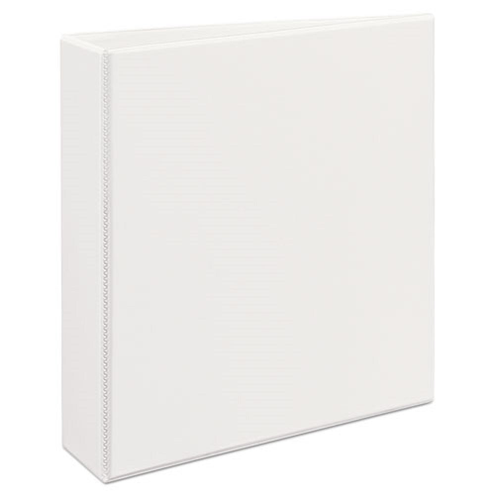 HEAVY-DUTY VNON STICKD VIEW BINDER W/ DURAHINGE & SLANT RINGS - WHITE