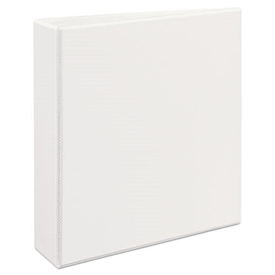 HEAVY-DUTY VNON STICKD VIEW BINDER W/ DURAHINGE & SLANT RINGS - WHITE