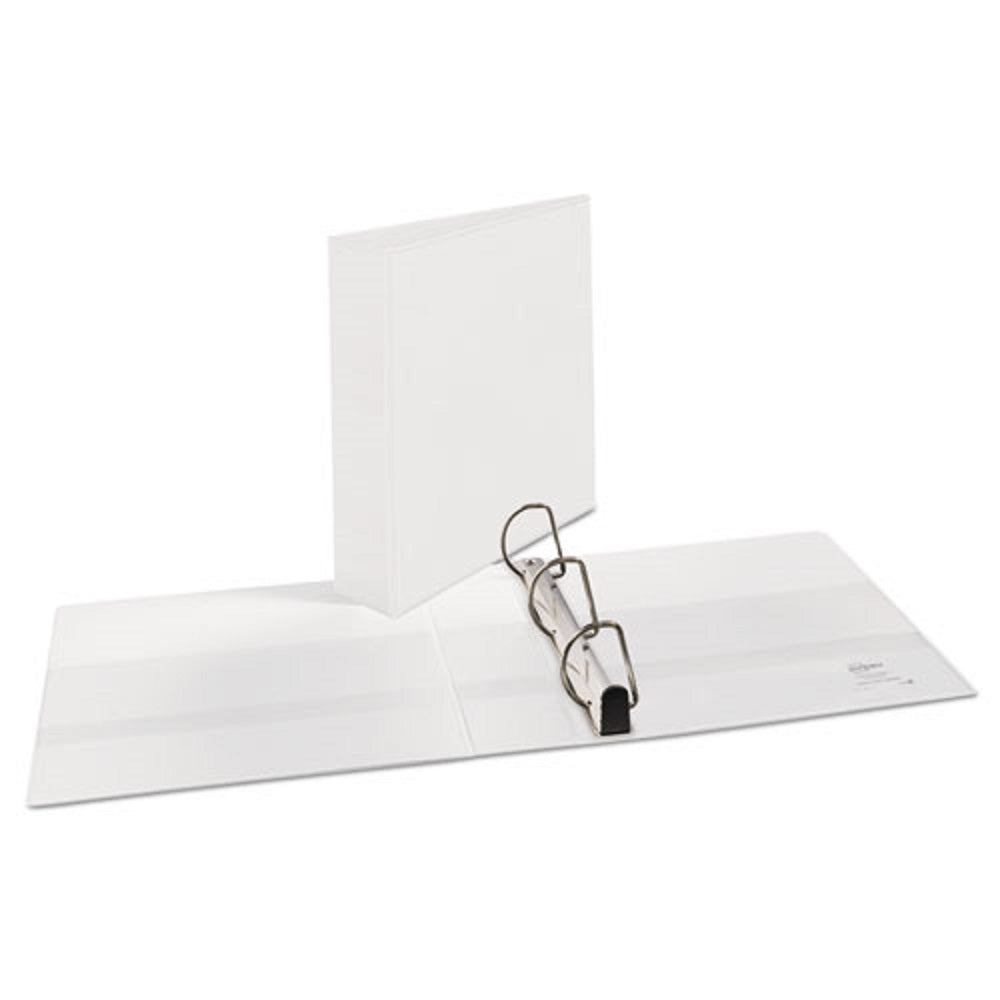 HEAVY-DUTY VNON STICKD VIEW BINDER W/ DURAHINGE & SLANT RINGS - WHITE