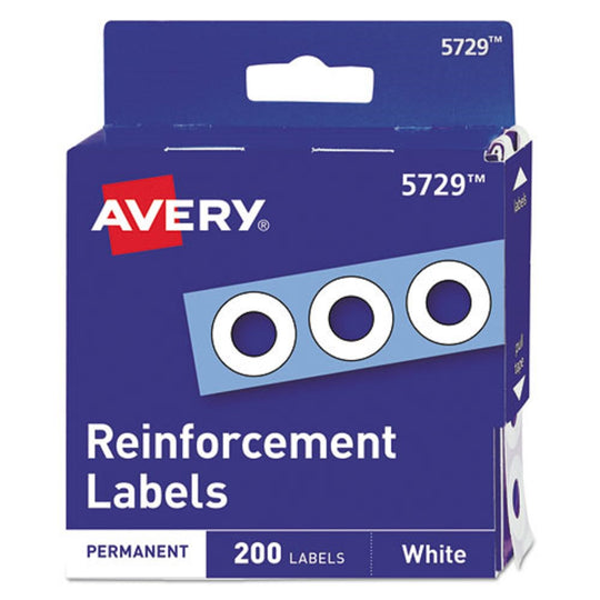 AVERY DISPENSER PACK HOLE REINFORCEMENTS - 14" DIAMETER - WHITE - 200/PACK