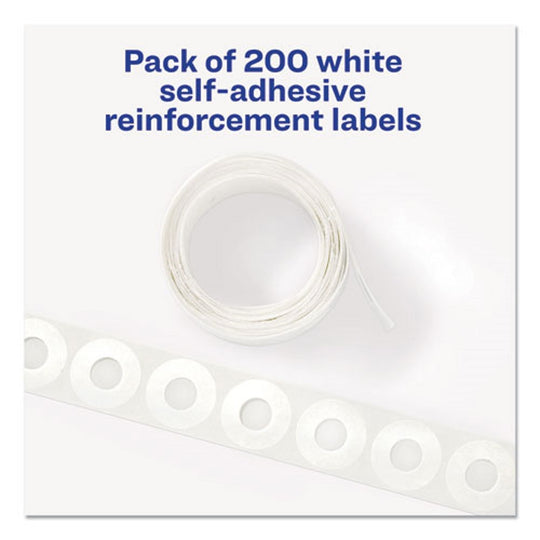 AVERY DISPENSER PACK HOLE REINFORCEMENTS - 14" DIAMETER - WHITE - 200/PACK