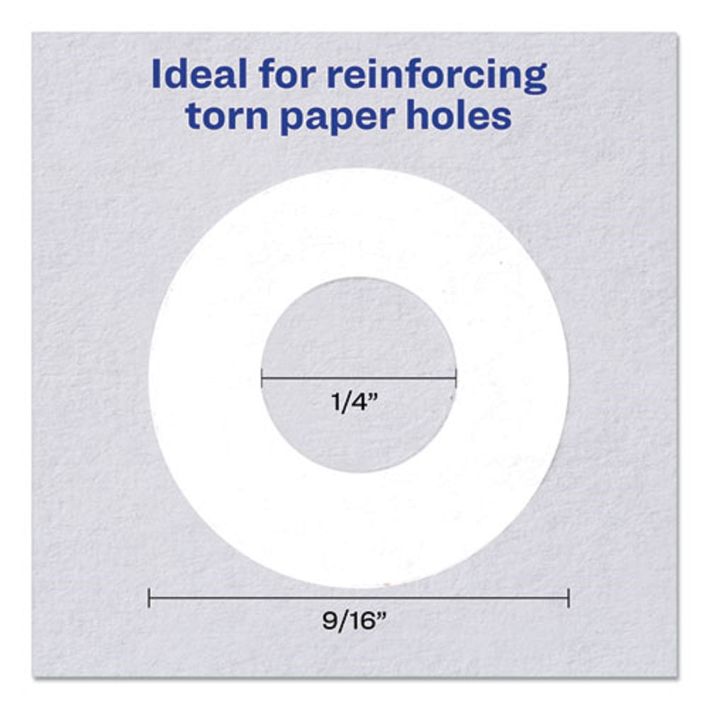 AVERY DISPENSER PACK HOLE REINFORCEMENTS - 14" DIAMETER - WHITE - 200/PACK