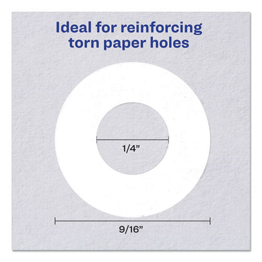 AVERY DISPENSER PACK HOLE REINFORCEMENTS - 14" DIAMETER - WHITE - 200/PACK