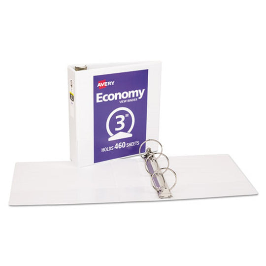 ECONOMY VIEW BINDER - 3 ROUND RINGS - WHITE