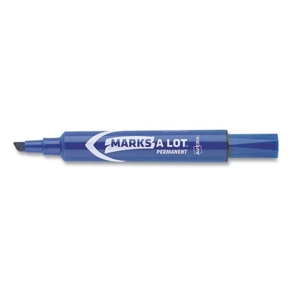 MARKS A LOT REGULAR DESK STYLE PERMANENT MARKER, CHISEL TIP - BLUE