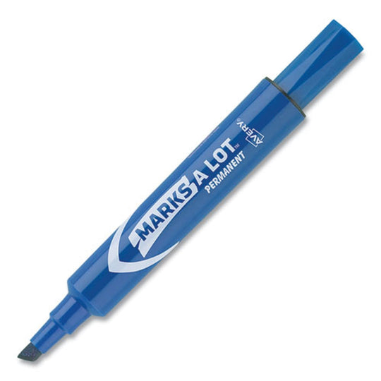 MARKS A LOT REGULAR DESK STYLE PERMANENT MARKER, CHISEL TIP - BLUE