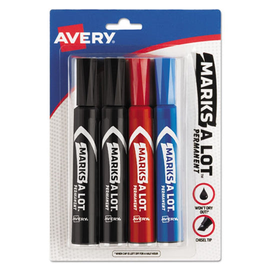 MARKS A LOT REGULAR DESK-STYLE PERMANENT MARKER, BROAD CHISEL TIP - ASSORTED COLORS