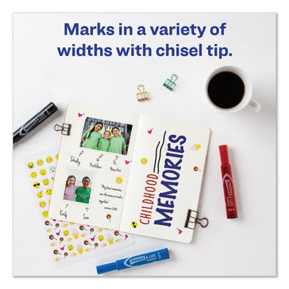 MARKS A LOT REGULAR DESK-STYLE PERMANENT MARKER, BROAD CHISEL TIP - ASSORTED COLORS