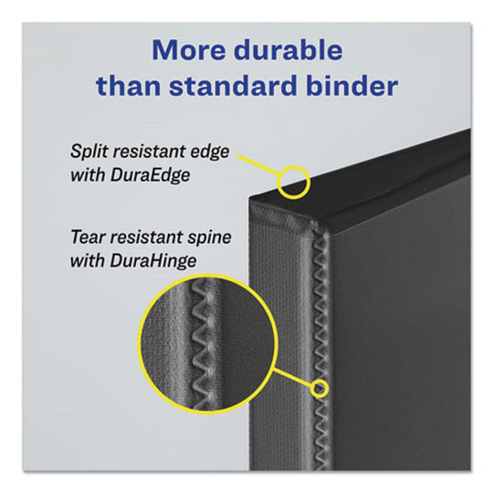 DURAHINGE DURABLE BINDER W/ LABEL HOLDER - BLACK