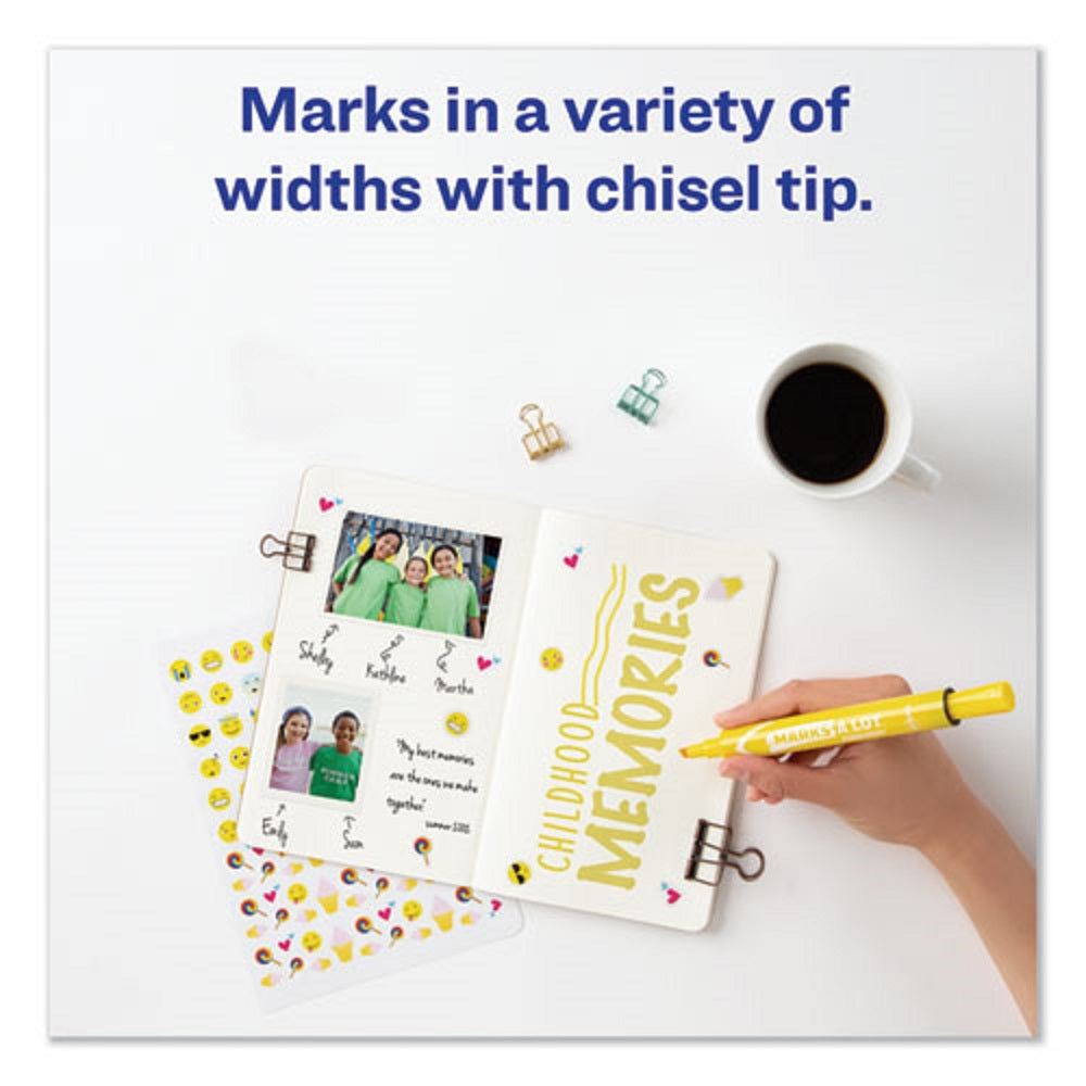 MARKS A LOT LARGE DESK STYLE PERMANENT MARKER, BROAD CHISEL TIP - YELLOW