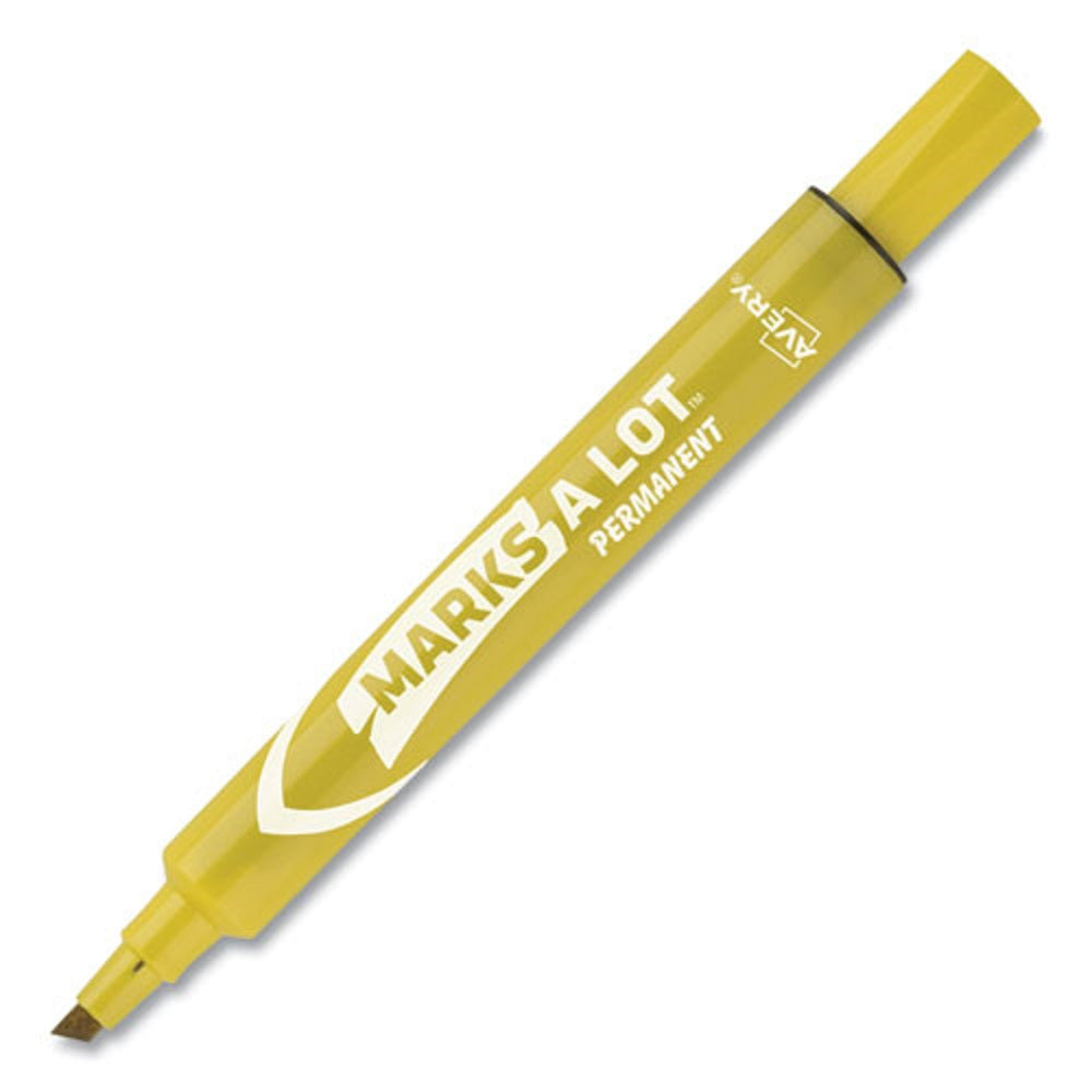 MARKS A LOT LARGE DESK STYLE PERMANENT MARKER, BROAD CHISEL TIP - YELLOW