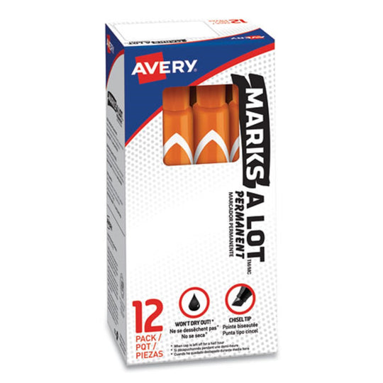 MARKS A LOT LARGE DESK STYLE PERMANENT MARKER, BROAD CHISEL TIP - ORANGE