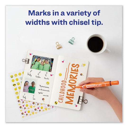 MARKS A LOT LARGE DESK STYLE PERMANENT MARKER, BROAD CHISEL TIP - ORANGE