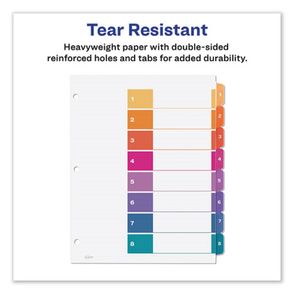 CUSTOMIZABLE TABLE OF CONTENTS READY INDEX DIVIDERS, 8 TABS - MULTICOLOR TABS