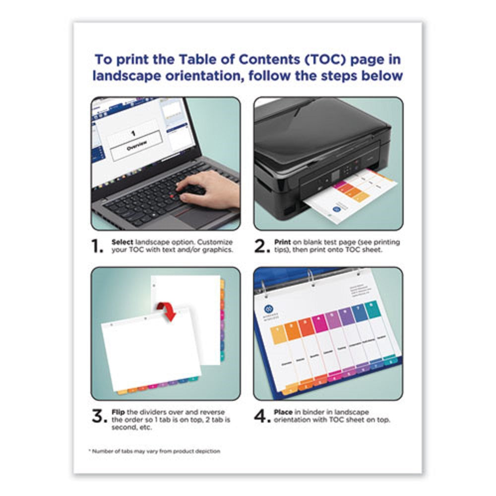 CUSTOMIZABLE TABLE OF CONTENTS READY INDEX DIVIDERS, 8 TABS - MULTICOLOR TABS