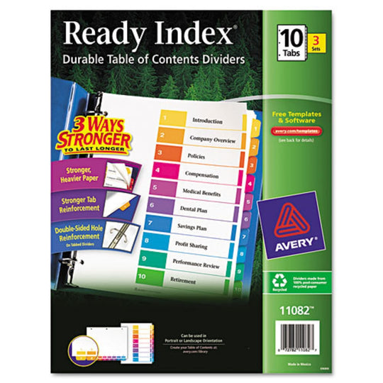 CUSTOMIZABLE TABLE OF CONTENTS READY INDEX DIVIDERS W/ MULTICOLOR TABS