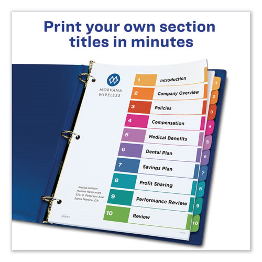 CUSTOMIZABLE TABLE OF CONTENTS READY INDEX DIVIDERS W/ MULTICOLOR TABS