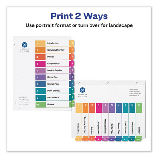 CUSTOMIZABLE TABLE OF CONTENTS READY INDEX DIVIDERS W/ MULTICOLOR TABS