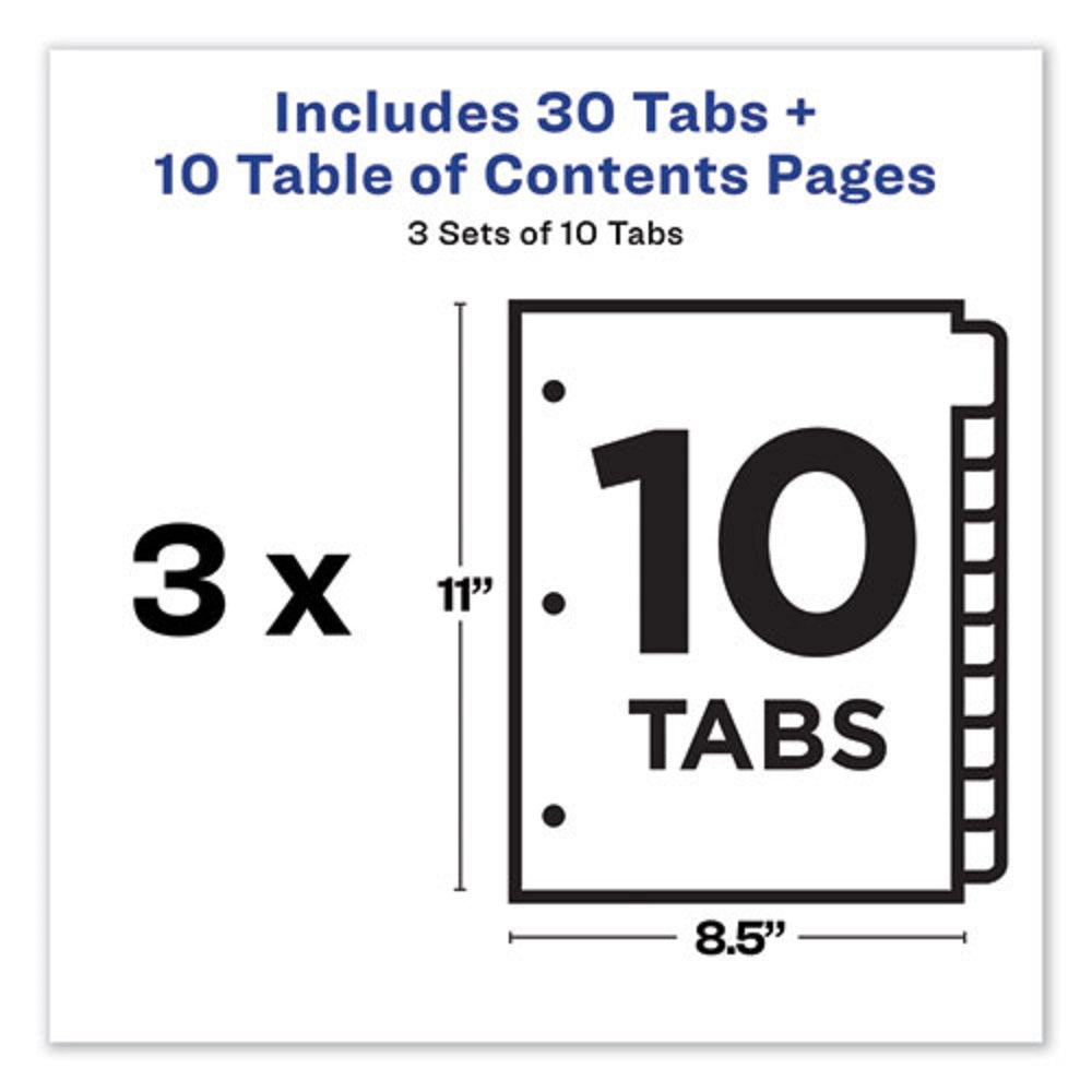 CUSTOMIZABLE TABLE OF CONTENTS READY INDEX DIVIDERS W/ MULTICOLOR TABS