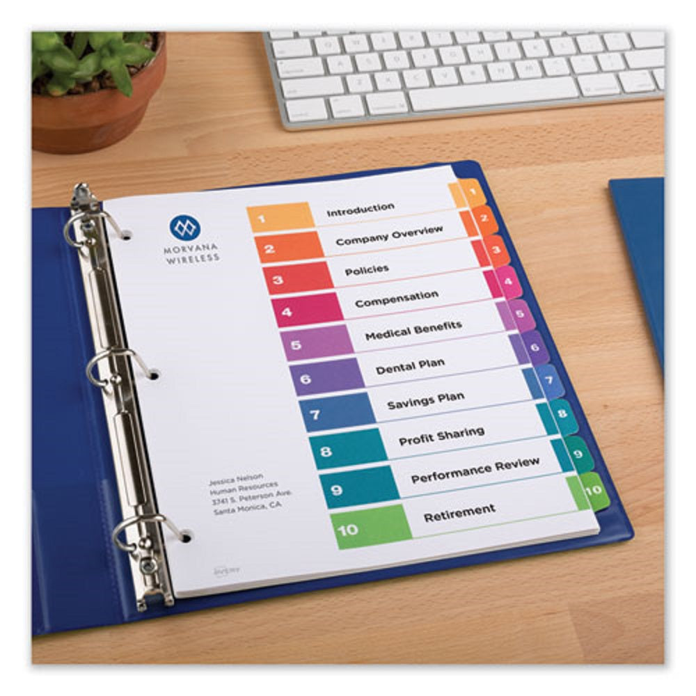 CUSTOMIZABLE TABLE OF CONTENTS READY INDEX DIVIDERS W/ MULTICOLOR TABS