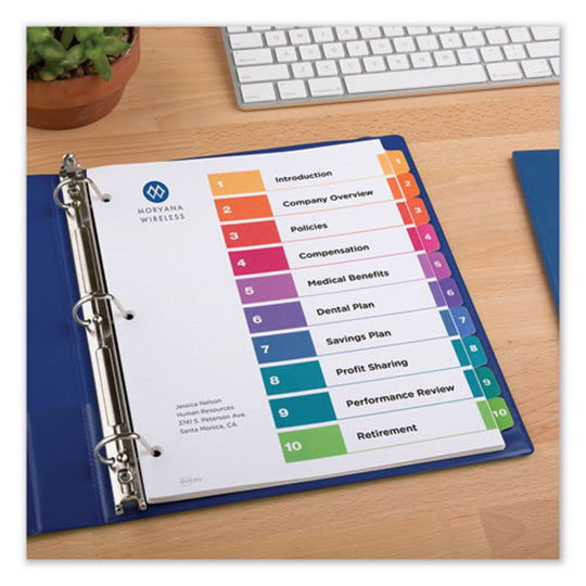 CUSTOMIZABLE TABLE OF CONTENTS READY INDEX DIVIDERS W/ MULTICOLOR TABS