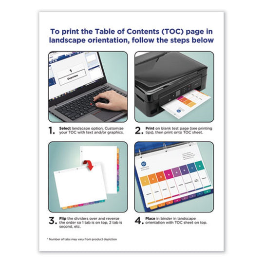 CUSTOMIZABLE TABLE OF CONTENTS READY INDEX DIVIDERS W/ MULTICOLOR TABS