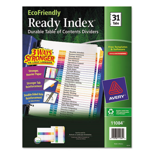 READY INDEX ECO-FRIENDLY BINDER DIVIDERS - 32 TAB - WHITE