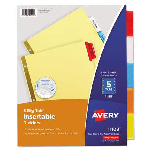 AVERY BIG TAB NSERTABLE DIVIDERS - REINFORCED GOLD EDGE