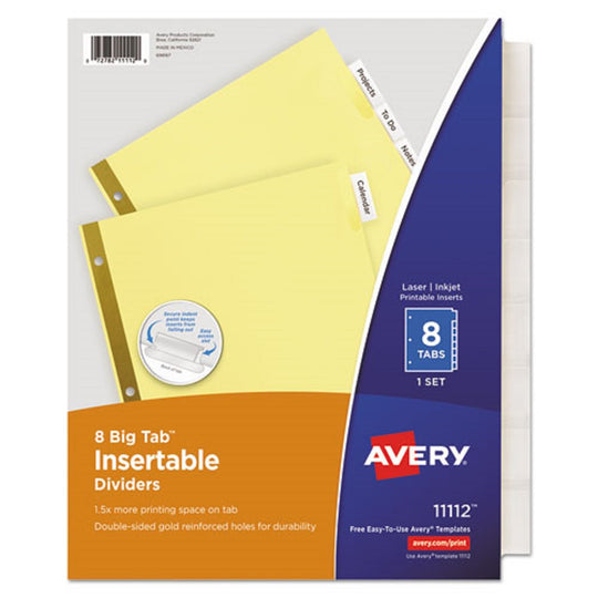 AVERY BIG TAB INSERTABLE DIVIDERS - REINFORCED GOLD EDGE