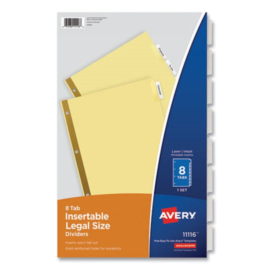 INSERTABLE STANDARD TAB DIVIDERS, 8 TAB - LEGAL