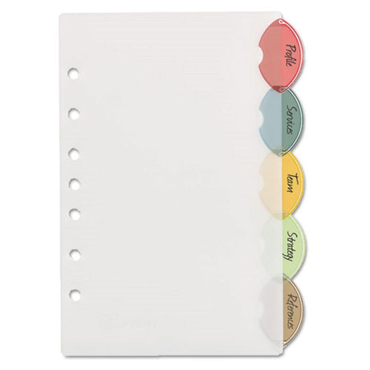 INSERTABLE STYLE EDGE TAB PLASTIC DIVIDERS, 7 HOLE PUNCHED - TRANSLUCENT