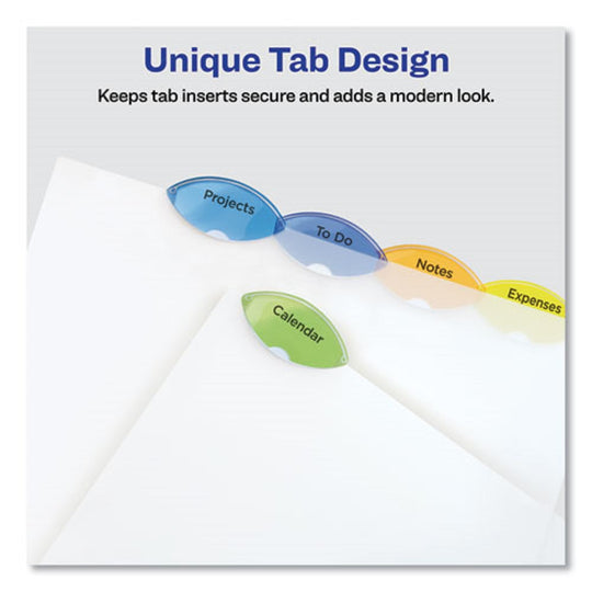 INSERTABLE STYLE EDGE TAB PLASTIC DIVIDERS, 7 HOLE PUNCHED - TRANSLUCENT