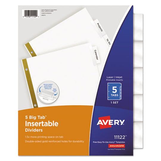 INSERTABLE BIG TAB DIVIDERS - 5 TAB - LETTER