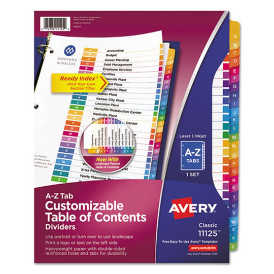 AVERY READY INDEX A-Z TABLE of CONTENTS DIVIDERS