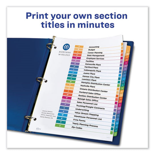 AVERY READY INDEX A-Z TABLE of CONTENTS DIVIDERS