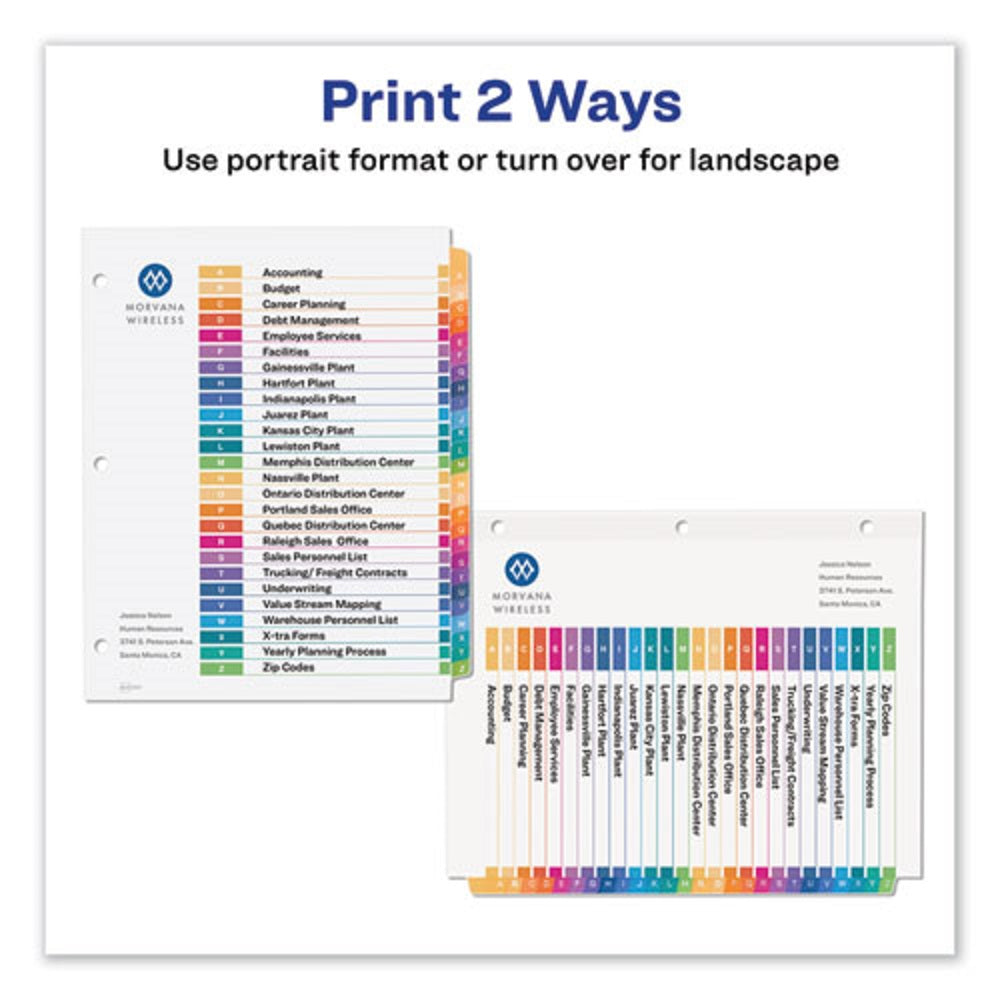 AVERY READY INDEX A-Z TABLE of CONTENTS DIVIDERS